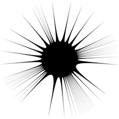Poster - Radial lines, rays with distortion. Abstract geometric element.