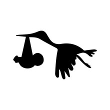 Stork With Baby In Bundle, Silhouette