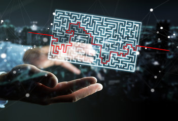 Poster - Businessman searching solution of a complicated maze