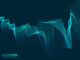 Poster - Blue wave vector background for business presentation, brochure or flyer