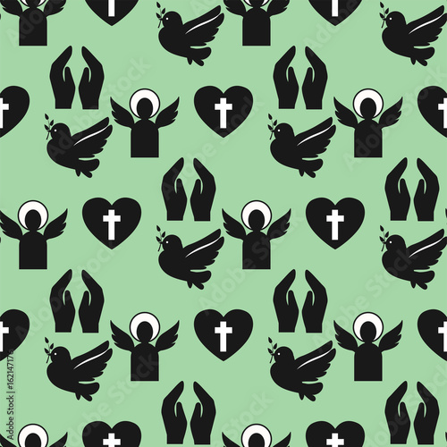 Christianity religion angelsseamless pattern vector illustration of tradition...