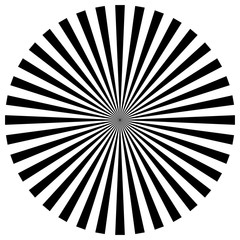 Poster - Circular pattern of radial, radiating lines. Monochrome starburst, sunburst element.
