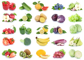  Obst und Gemüse Früchte Apfel Tomaten Salat Erdbeeren Farben frische Collage Freisteller freigestellt isoliert
