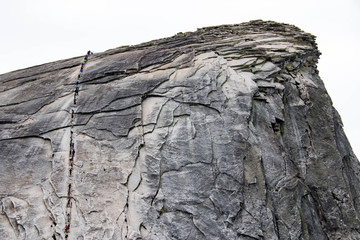 Wall Mural - Climbing up the cables to Half Dome in Yosemite National Park