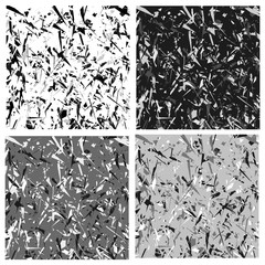 Poster - Black and white amorphous texture with random elements. Messy, chaotic pattern