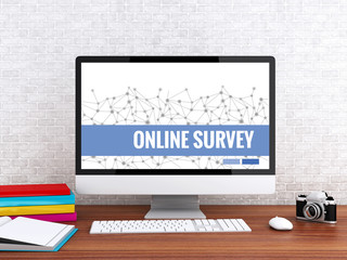 Poster - 3d Computer with words ONLINE SURVEY.