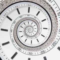 Wall Mural - futuristic modern white clock watch abstract fractal surreal spiral. watch clock unusual abstract te