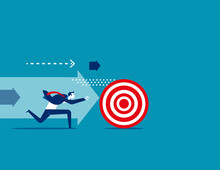 Businessman Chasing The Target. Concept Business Vector Illustration.