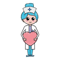 Wall Mural - professional nurse with heart in tha hands