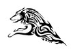 half body of aggressive wolf jumping tribal tattoo Silhouette isolated 