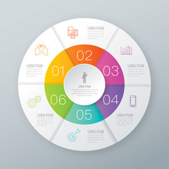 Aufkleber - Infographics design vector and business icons with 6 options.