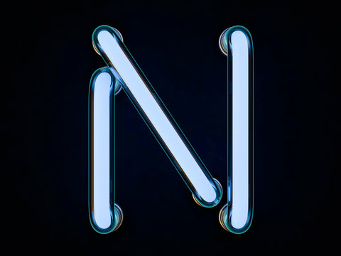 Neon tube letter on black background. 3D rendering