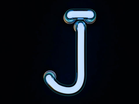 Neon tube letter on black background. 3D rendering