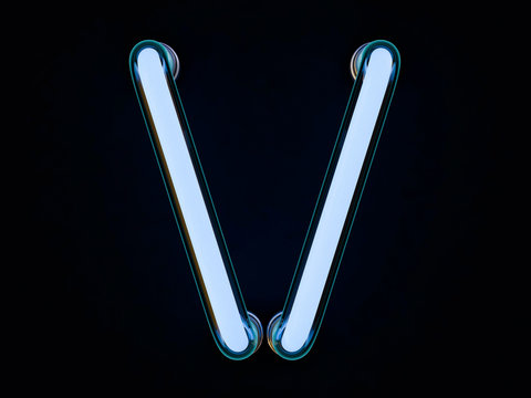 Neon tube letter on black background. 3D rendering