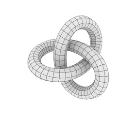 Wall Mural - abstract geometric shape with trefoil knot. 3d rendering. polygonal wireframe infinity loop model