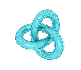 Wall Mural - abstract geometric shape with trefoil knot. 3d rendering. polygonal wireframe infinity loop model