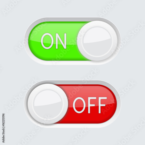 Toggle switch buttons. Green and red ON and OFF symbols Stock Vector ...