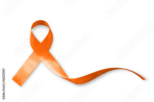 Orange Ribbon Isolated With Clipping Path For Leukemia Kidney Cancer Rds Multiple Sclerosis Awareness Symbolic Bow Color For Supporting On Patient With Disease Stock Photo Adobe Stock