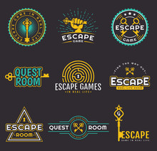 Quest Room And Escape Game Logo Set.