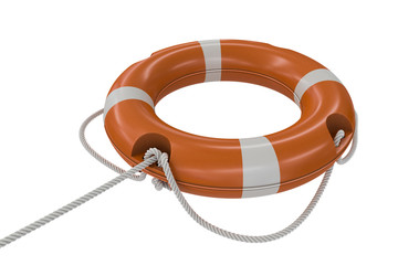 Wall Mural - 3D rendered illustration of orange life buoy. Isolated on white background.