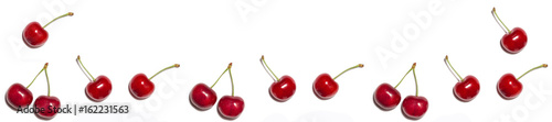 panorama pattern of red shiny sweet cherry berries
