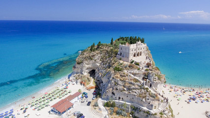 Canvas Print - Tropea, Italy. Aerial view of Santa Maria dell'Isola Monastery