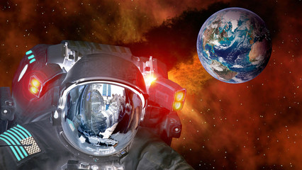 Wall Mural - astronaut planet earth spaceman helmet ufo space martian alien et extraterrestrial. elements of this