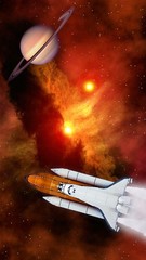 Wall Mural - space shuttle spaceship launch spacecraft planet saturn rocket ship mission universe. elements of th
