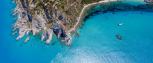 Capo Vaticano, Calabria - Italy. Amazing Panoramic Overhead Aerial View Of Coastline On A Sunny Day