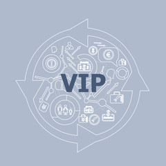 Poster - Text Vip. Social concept . Icon and button set