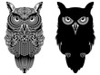 Big Serious Owl black stencils