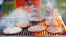 Picture Of Delicious Burgers Grilled On Barbecue