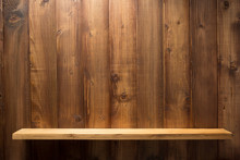 Wooden Shelf At Background