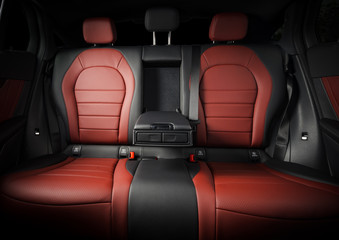 Modern sport car  red leather interior