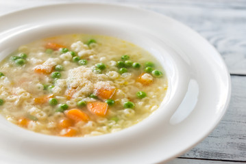 Poster - Italian chicken pasta soup with parmesan