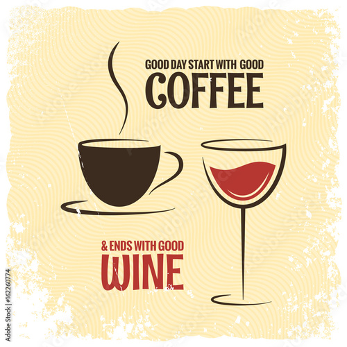Zdjęcie XXL kawa i wino projekt logo rocznika tło