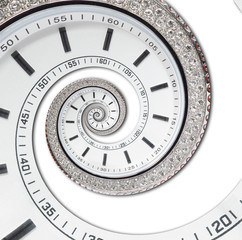 Wall Mural - isolated on white futuristic modern white clock watch abstract fractal surreal spiral. watch clock u