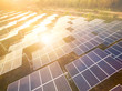 Solar panels (solar cell) in solar farm with  sun lighting to create the clean electric power