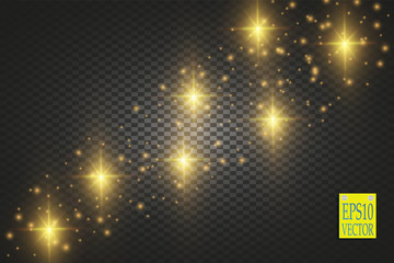 Wall Mural - vector gold glitter wave abstract illustration. gold star dust trail sparkling particles isolated on