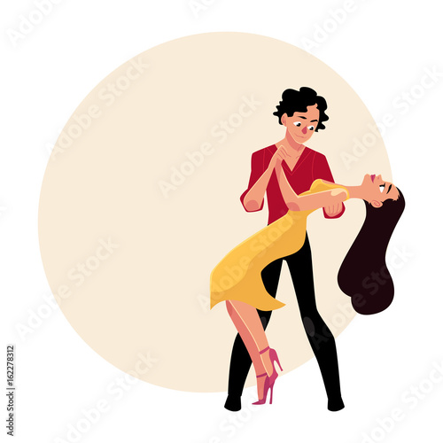 Couples Of Professional Ballroom Dancers Dancing Tango