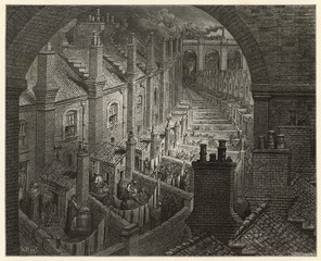 Wall Mural - Over London by Rail. Date: 1870