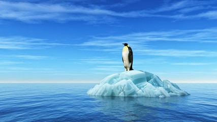 Wall Mural - a penguin sits on an iceberg