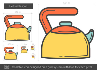 Sticker - Hot kettle line icon.