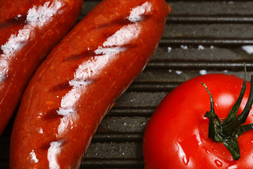 sausages grilled with tomato