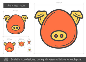 Wall Mural - Pork meat line icon.