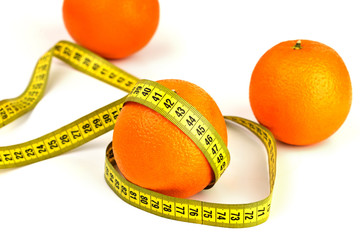 ripe oranges and tape measure