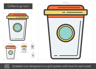 Sticker - Coffee to go line icon.