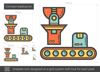 Poster - Conveyor loading line icon.