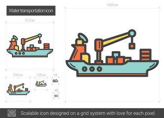 Sticker - Water transportation line icon.