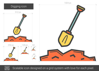 Sticker - Digging line icon.